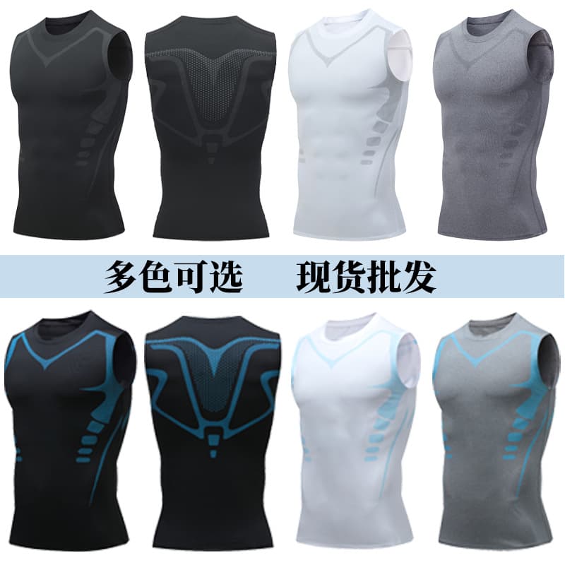 (Cross-border trading), men's quick dry vest for training, sports summer breathable elastic underwear for gym sleevless, for running 1