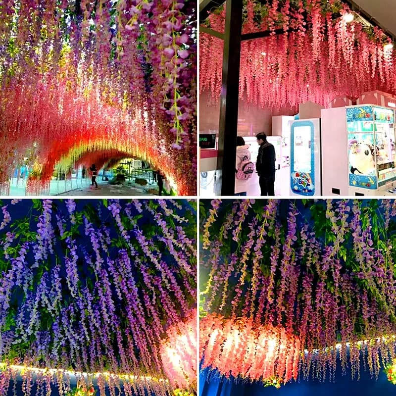 Factory direct sales of simulated wisteria flowers, encrypted artificial bean flowers, wedding landscaping, ceiling decoration, fake flowers, plastic green plants 4