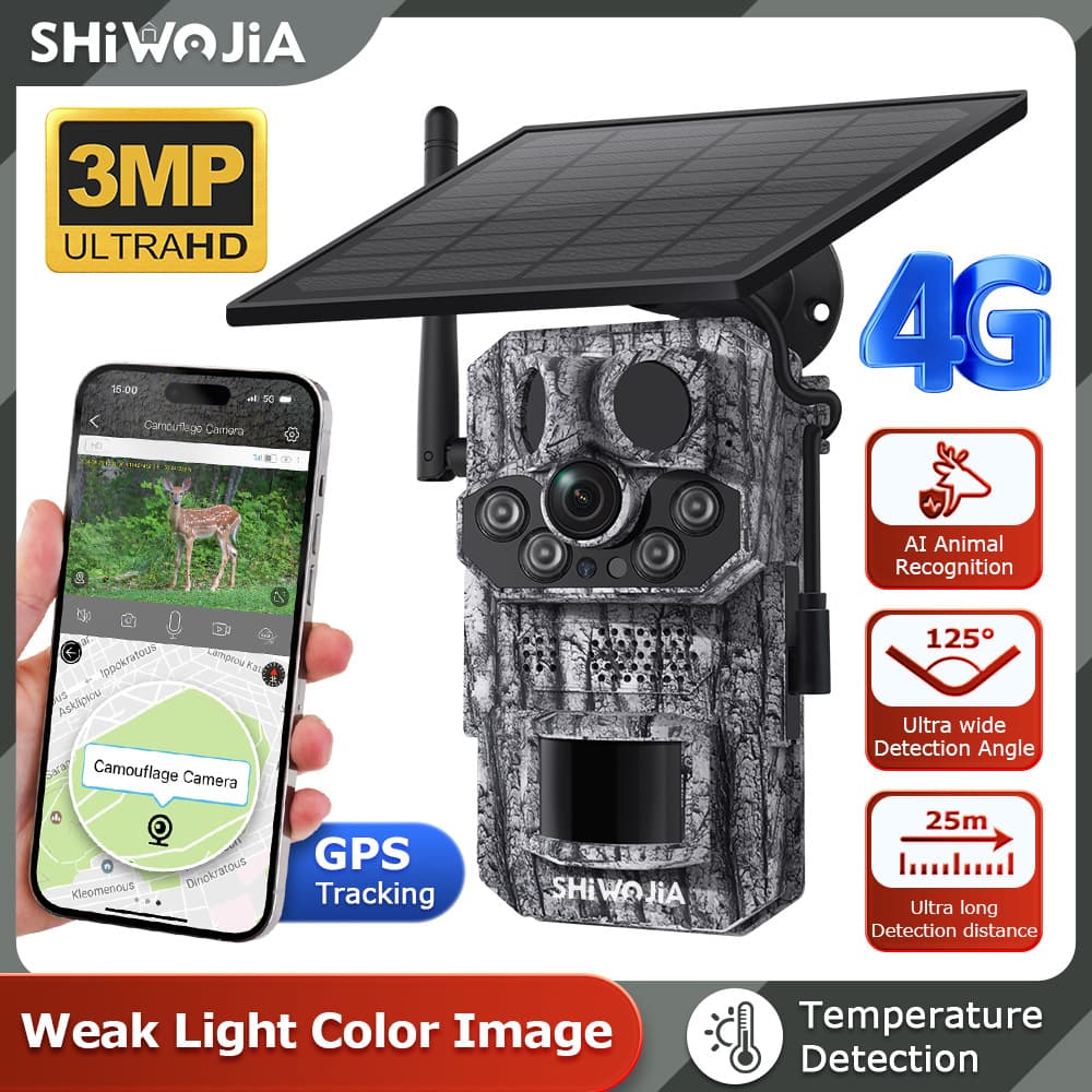 Outdoor forest solar energy 4G hunting camera GPS positioning field detection black light animal recognition 3PIR 1