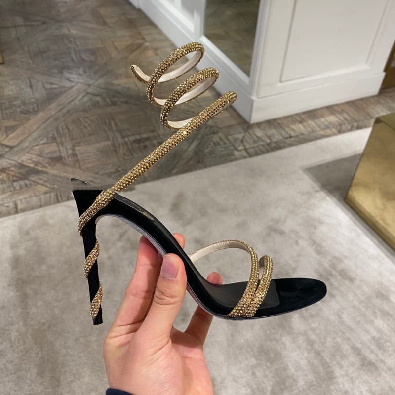 High heels with rhinestones heels, sexy sandals open toe, with side cutout in d'Orsay style, European style 3