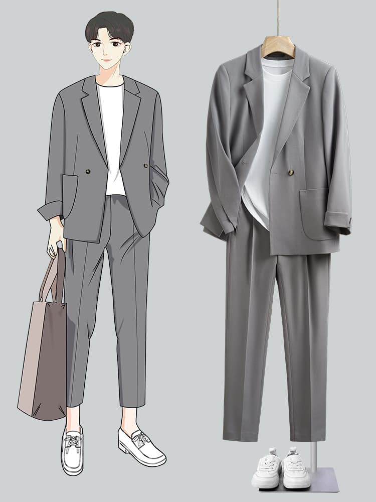 Japanese set, men's classic suit jacket, oversize, Korean style