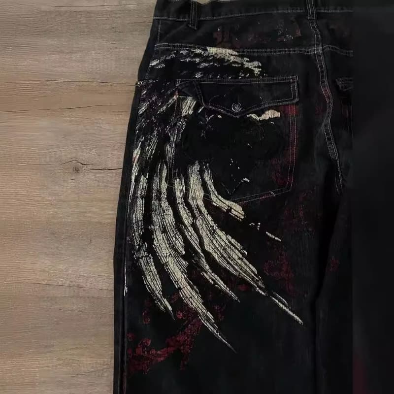 (Cross-border trading), jeans, trousers hip-hop style, with embroidery, loose fit 2