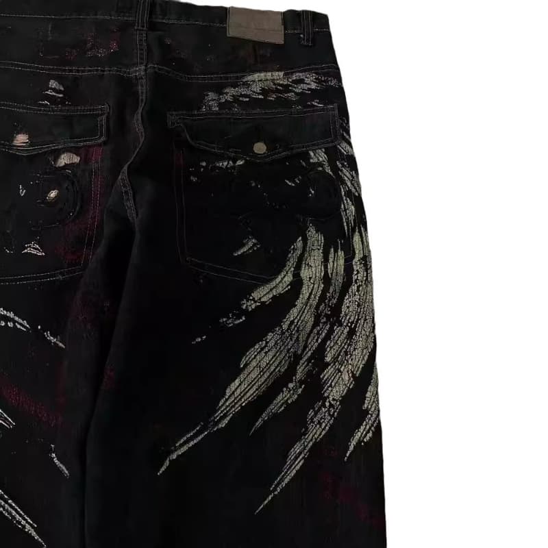 (Cross-border trading), jeans, trousers hip-hop style, with embroidery, loose fit 5