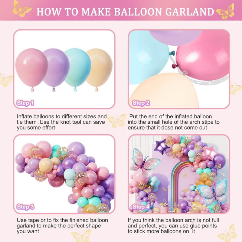 Pink-purple balloon with butterfly, colorful set for bride 4