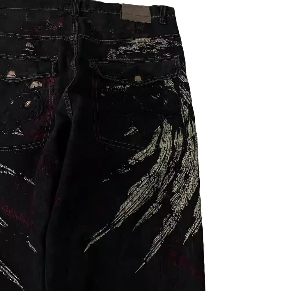 (Cross-border trading), jeans, trousers hip-hop style, with embroidery, loose fit 5