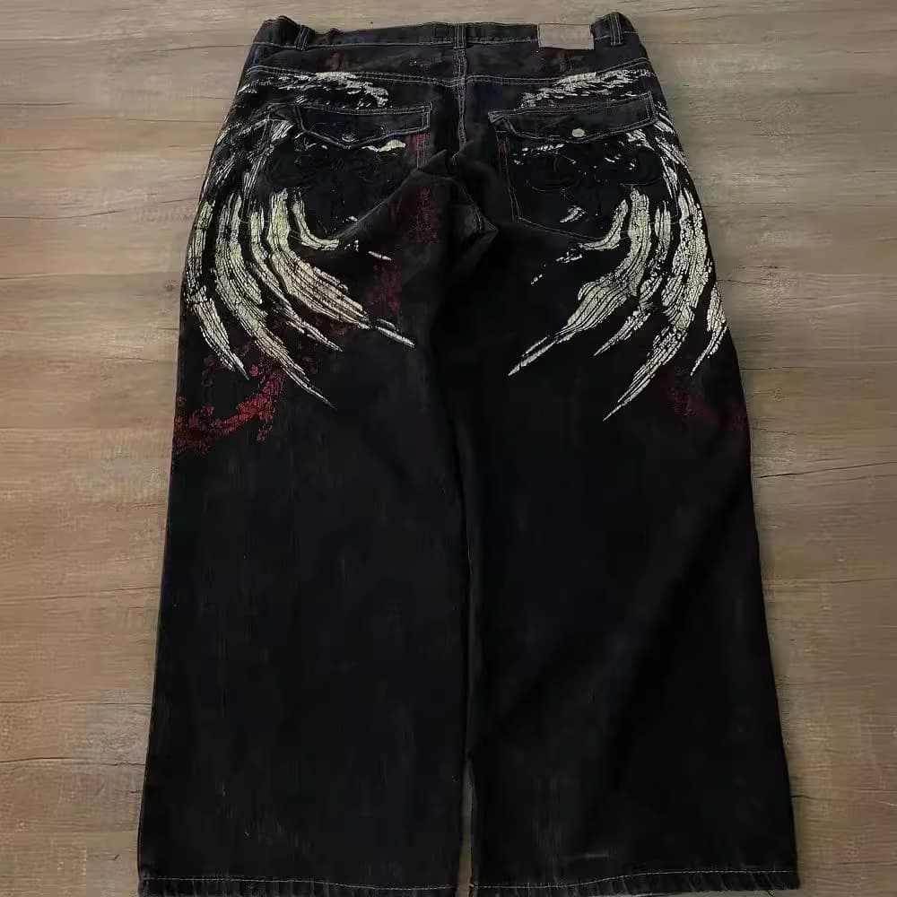 (Cross-border trading), jeans, trousers hip-hop style, with embroidery, loose fit 1