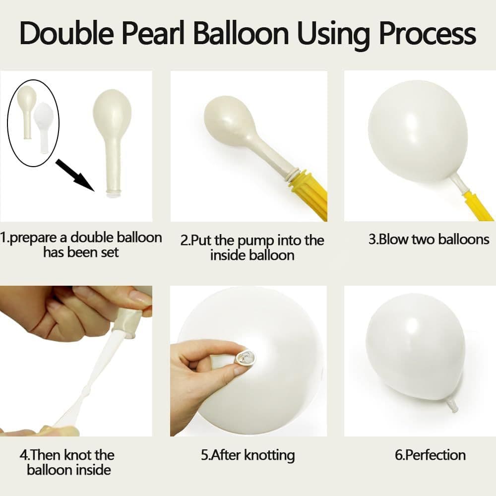 Pearl White Balloons Double Filled White Balloon Garland 18/12/5" Wedding Birthday Bride Baby Shower Party 2