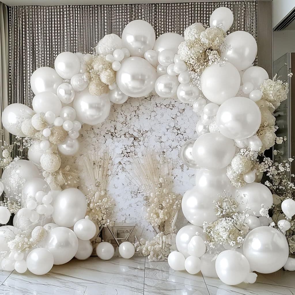 Pearl White Balloons Double Filled White Balloon Garland 18/12/5" Wedding Birthday Bride Baby Shower Party 5
