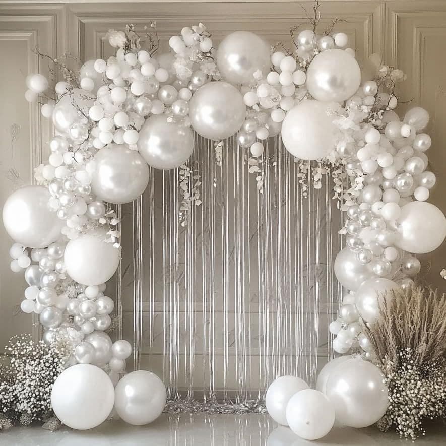 Pearl White Balloons Double Filled White Balloon Garland 18/12/5" Wedding Birthday Bride Baby Shower Party 1