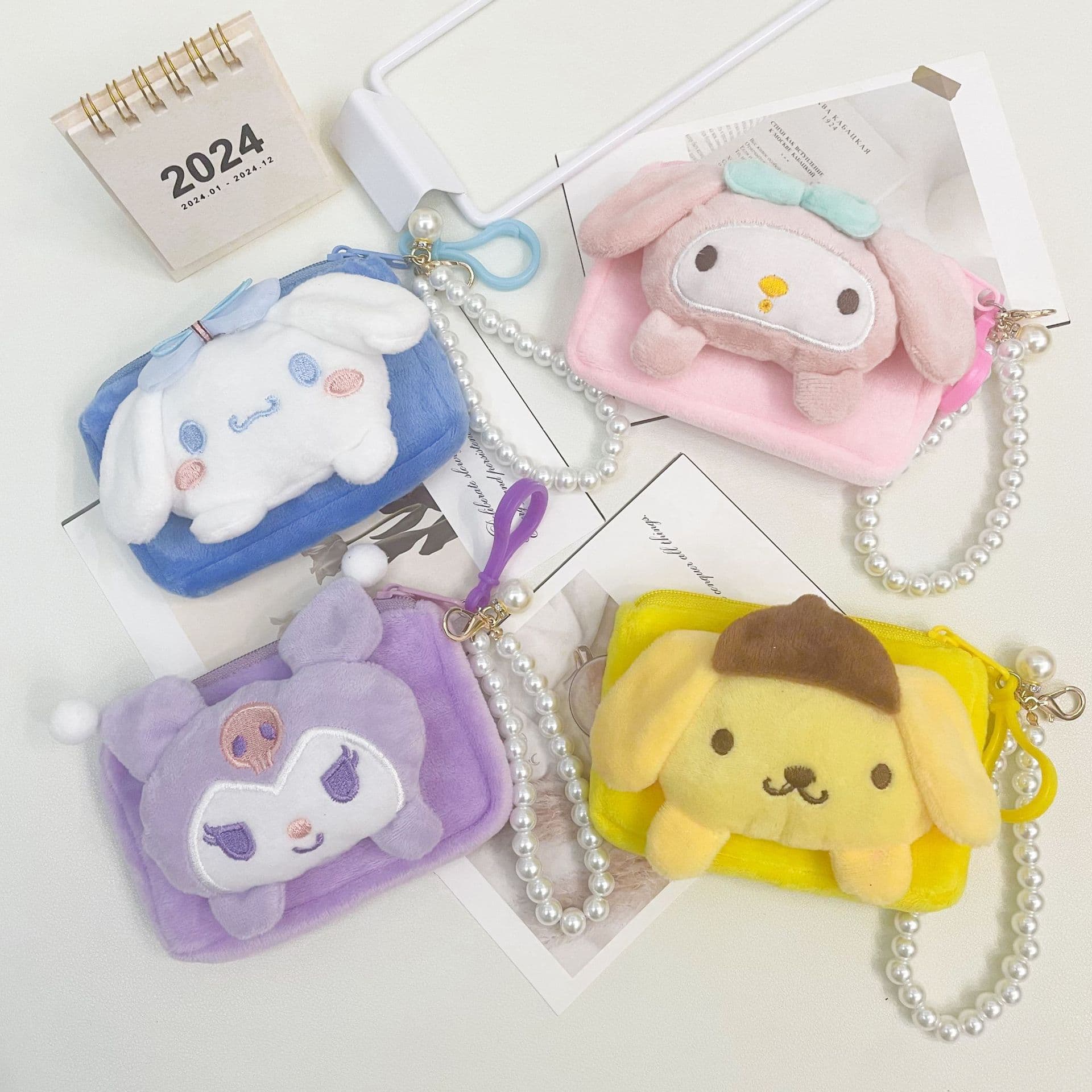 Cartoon wallet, card holder, cute square doll, small coins, headphones, organizer bag, small bag, Japanese and Korean, for beloved, Birthday gift 1