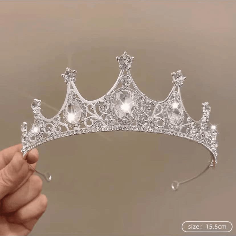 Hair accessory for bride, metal crown, Lolita style, diamond encrusted 3