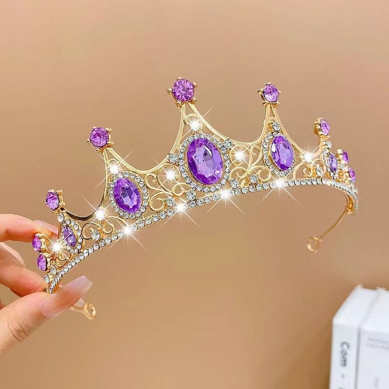 Hair accessory for bride, metal crown, Lolita style, diamond encrusted 4