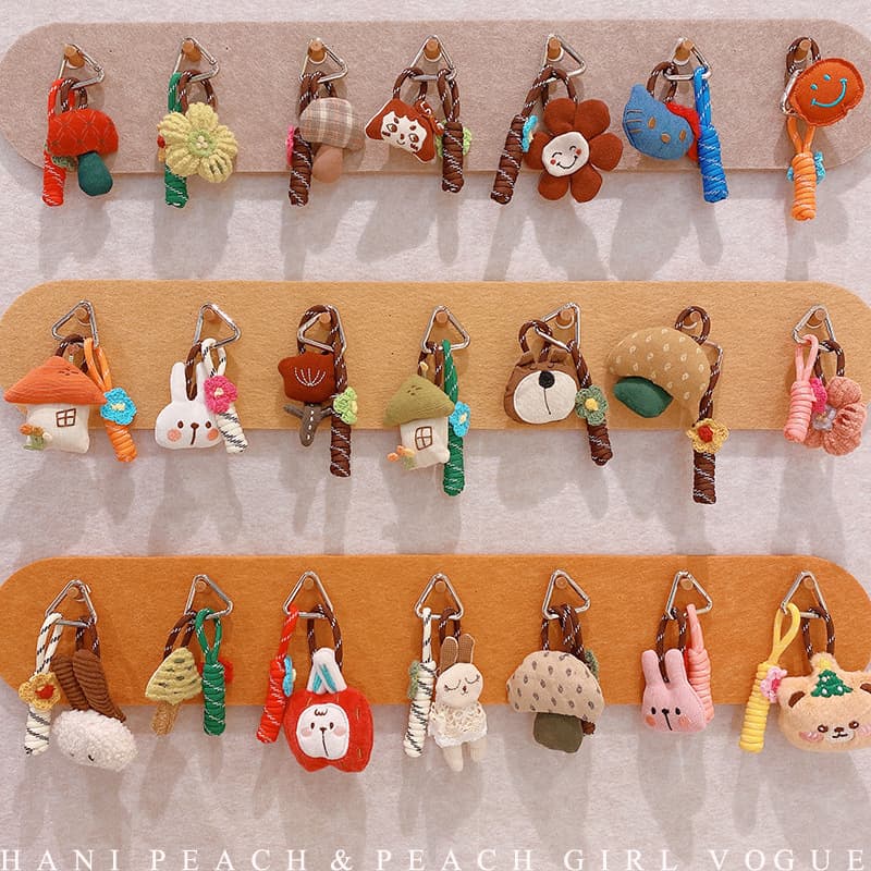 Cloth, rabbit with clove mushrooms, doll, keychain, mobile phone, bag decoration, 10145A 1