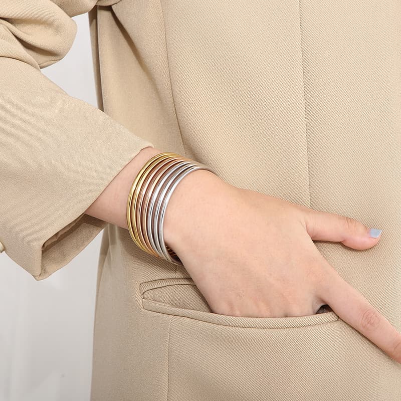(Wholesale), glossy polishing cloth stainless steel, bracelet, ring, simple and elegant design 4