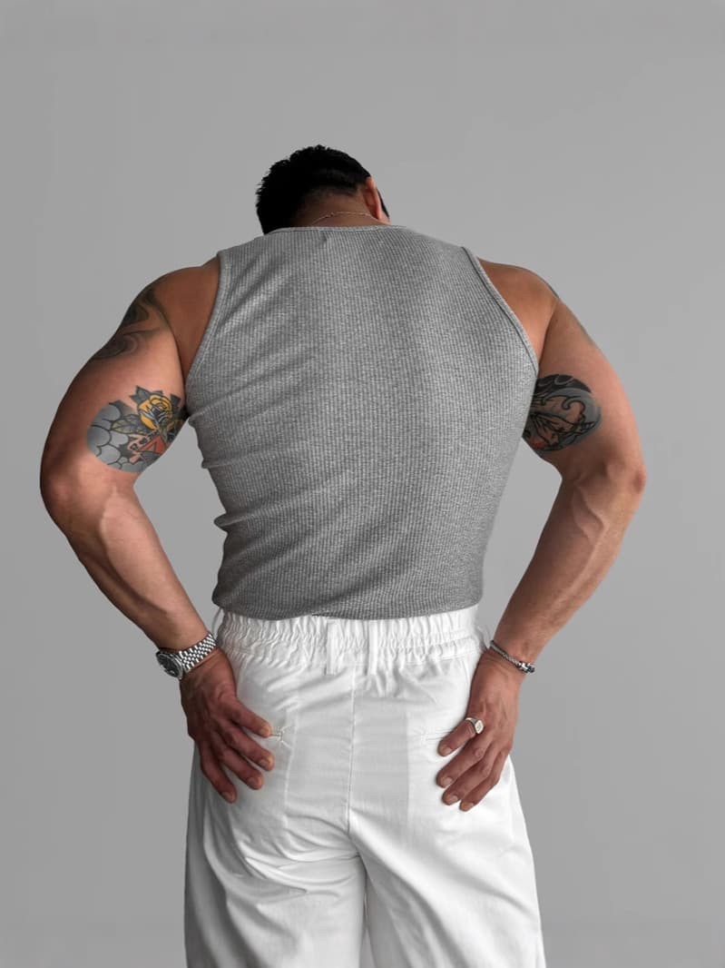 Vest, elastic sports T-shirt sleevless for training, tight 5