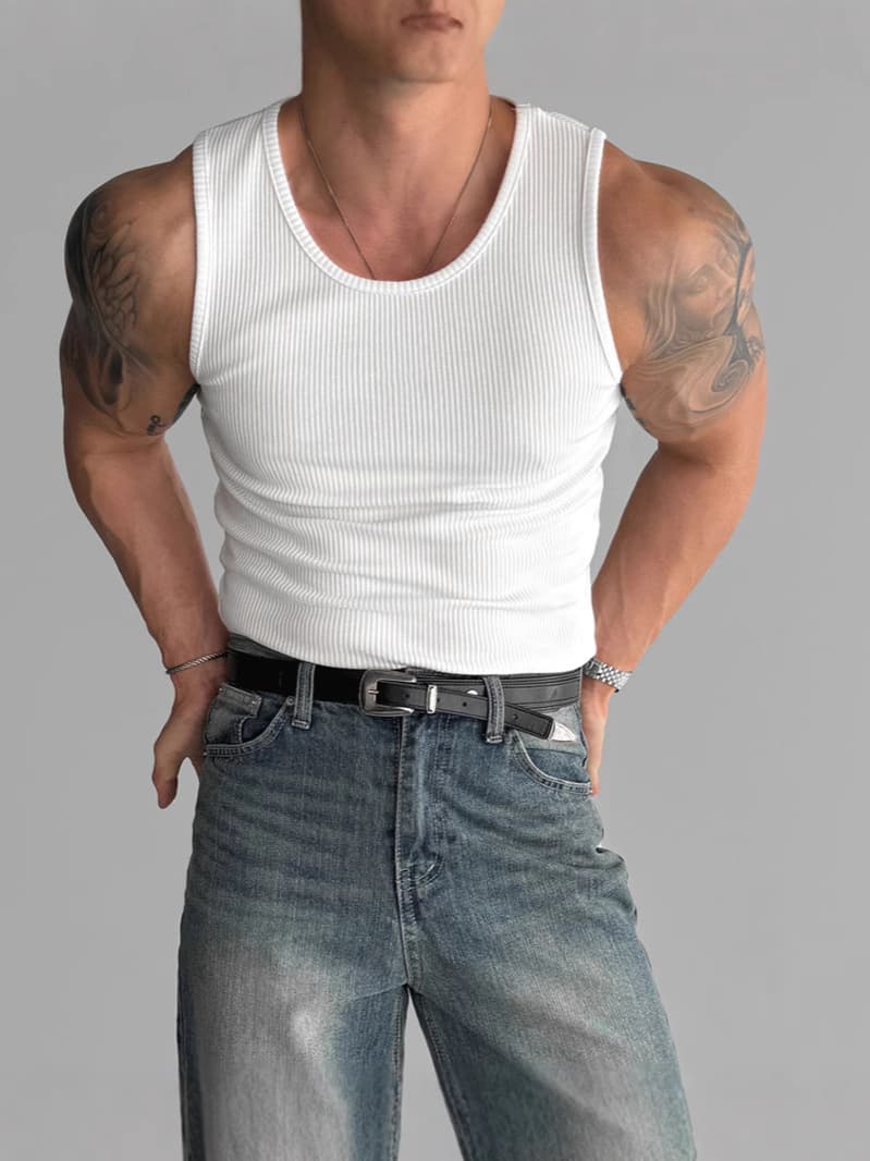 Vest, elastic sports T-shirt sleevless for training, tight 1