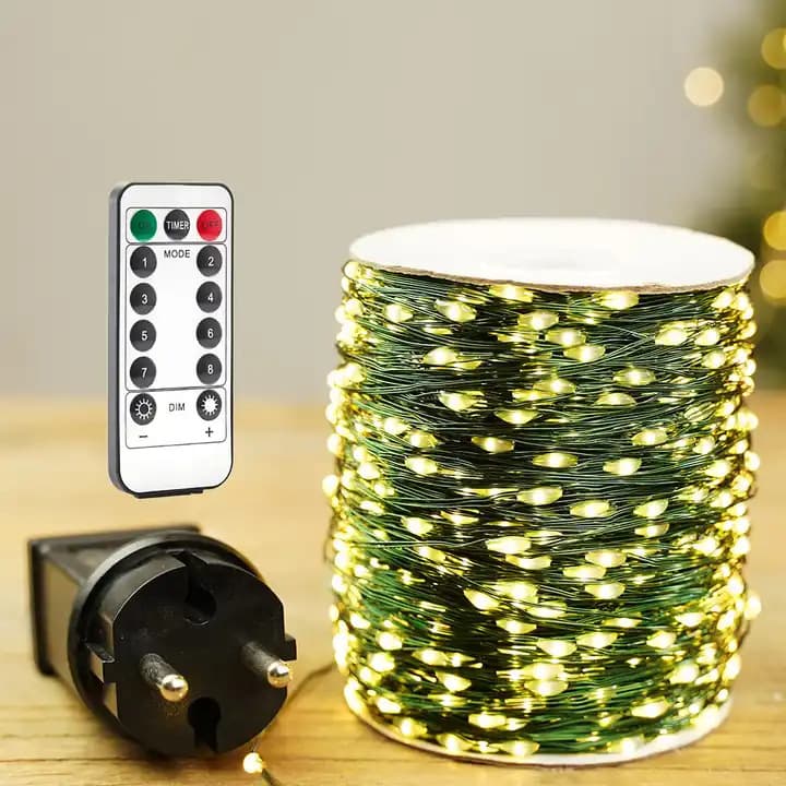 Russian cross-border Amazon Christmas tree decoration outdoor remote control copper wire lights holiday light strings full of baby's breath garland 3