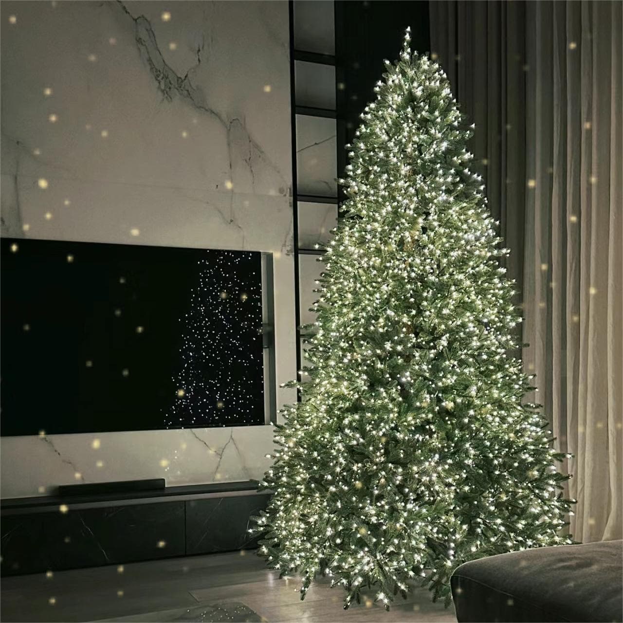 Russian cross-border Amazon Christmas tree decoration outdoor remote control copper wire lights holiday light strings full of baby's breath garland 4