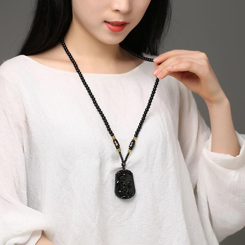 Black glass pendant, fashionable necklace, accessory, Chinese horoscope, Birthday gift 2
