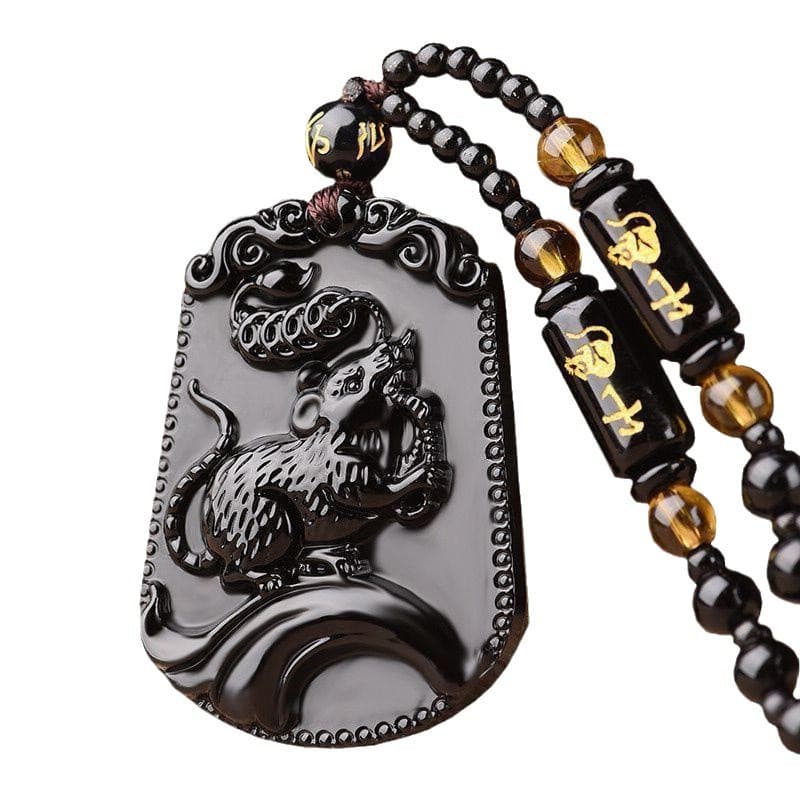 Black glass pendant, fashionable necklace, accessory, Chinese horoscope, Birthday gift 5