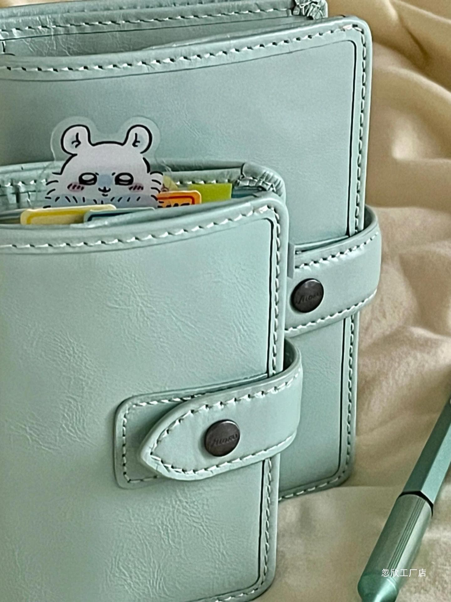 Mint green leather M5 hand account book live pages simplicity INS style student laptop book plan records scheduled schedule 4