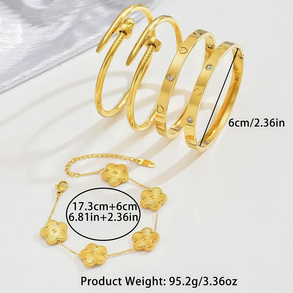 Fashionable golden bracelet stainless steel, European style, 18 carat 3