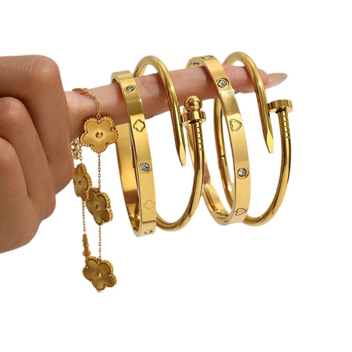 Fashionable golden bracelet stainless steel, European style, 18 carat 5