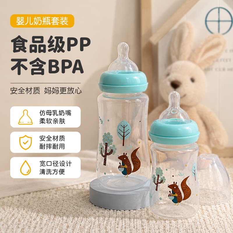 Bottle detergent, set for new born, feeding bottle, shatterproof anti-colic plastic gift box, wide neck, 4 piece set 2