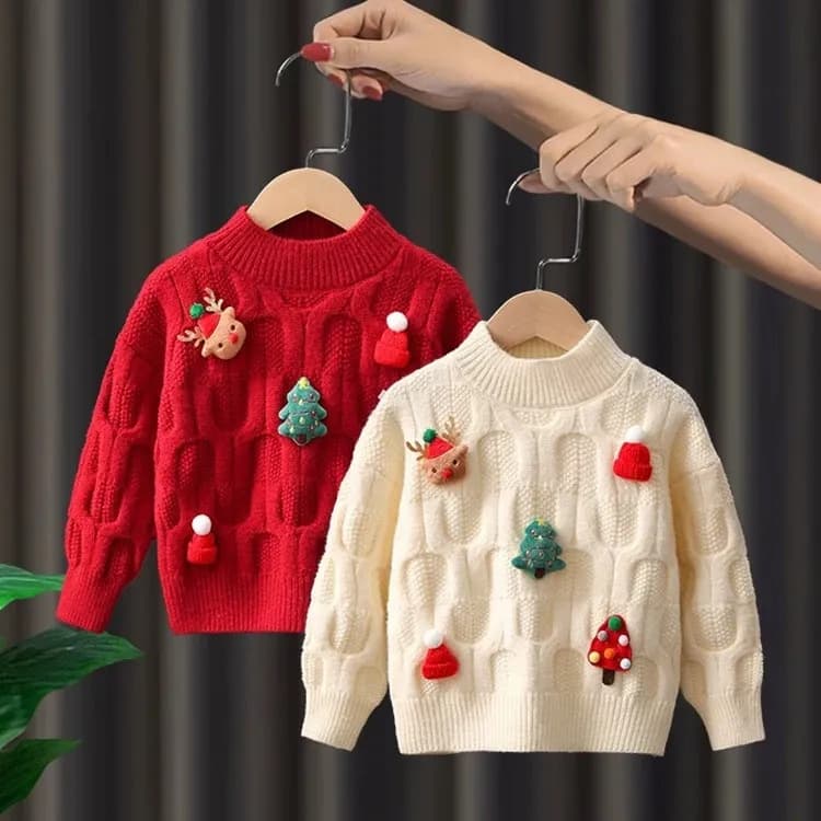 Demi-season sweater, thermal underwear, children's knitted down jacket girl's, Korean style, western style 3