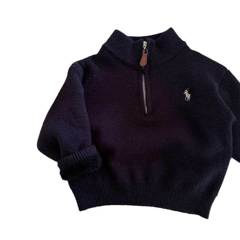 Children's fleece demi-season sweater, knitted woolen thermal underwear for men and women with zipper, with embroidery, increased thickness 5
