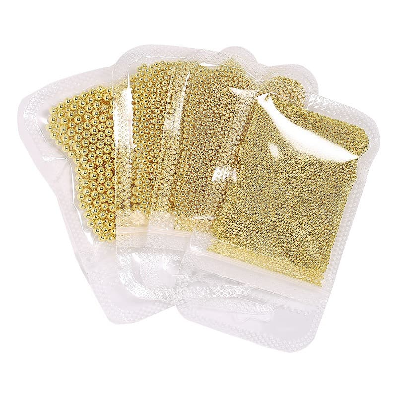Small nail decoration, golden round beads for nails, fake nails, mixed accessories, size 0, 0.6mm, gold and silver 5