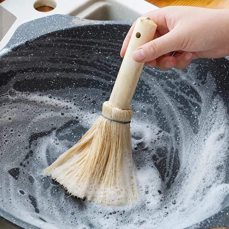 Kitchen special pot washing brush coconut palm pot brush pot brush artifact kitchen long handle dishwashing brush pot brush with handle bowl brush 2