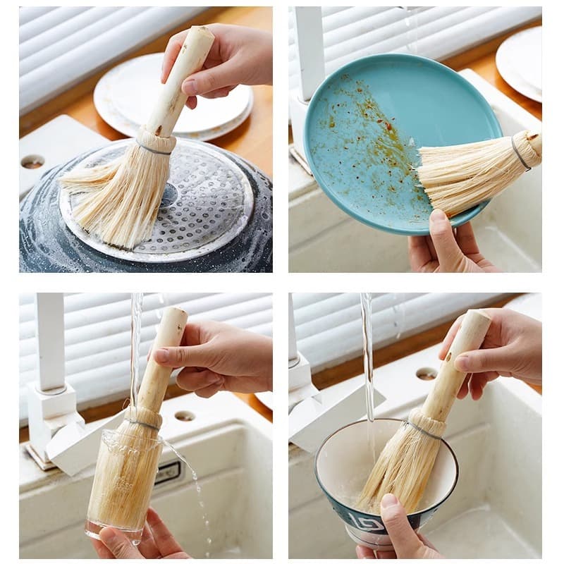 Kitchen special pot washing brush coconut palm pot brush pot brush artifact kitchen long handle dishwashing brush pot brush with handle bowl brush 3