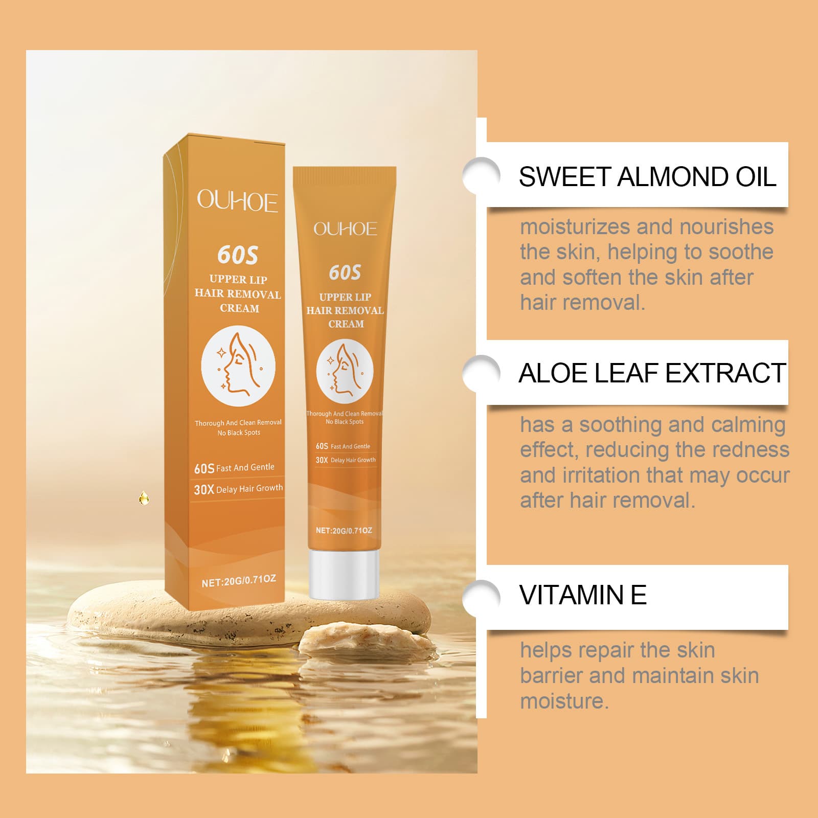 OUHOE Soft softener full body for face, hair removal, makes skin smoother and softer 4