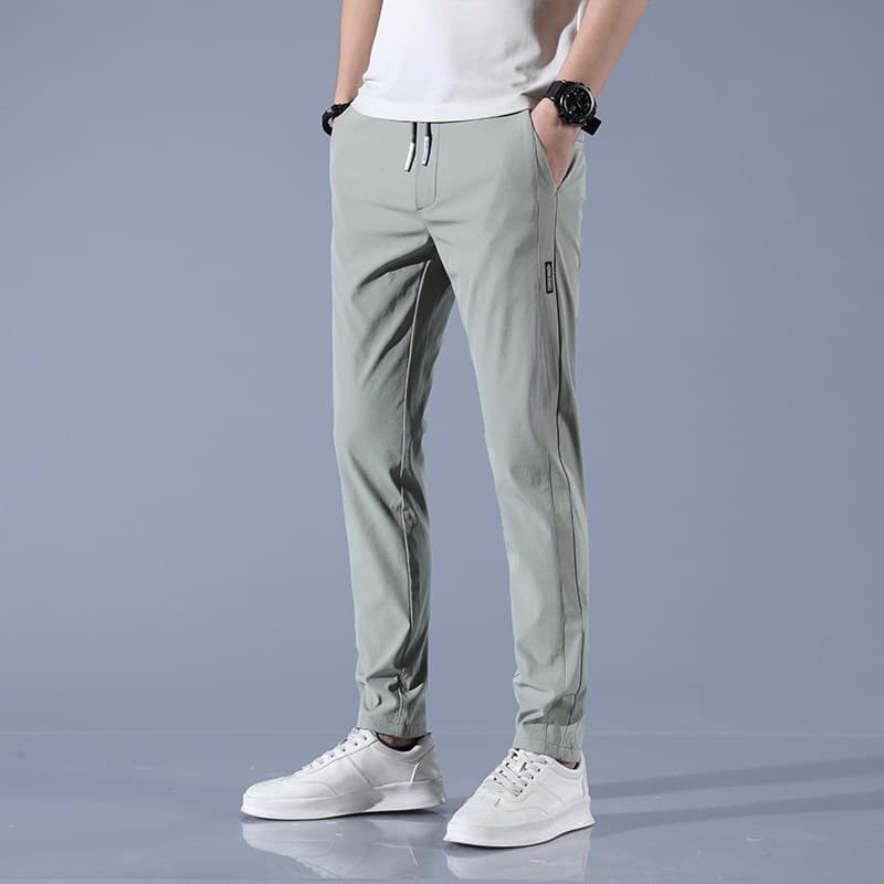 Summer thin men's silk trousers, loose straight fit 2