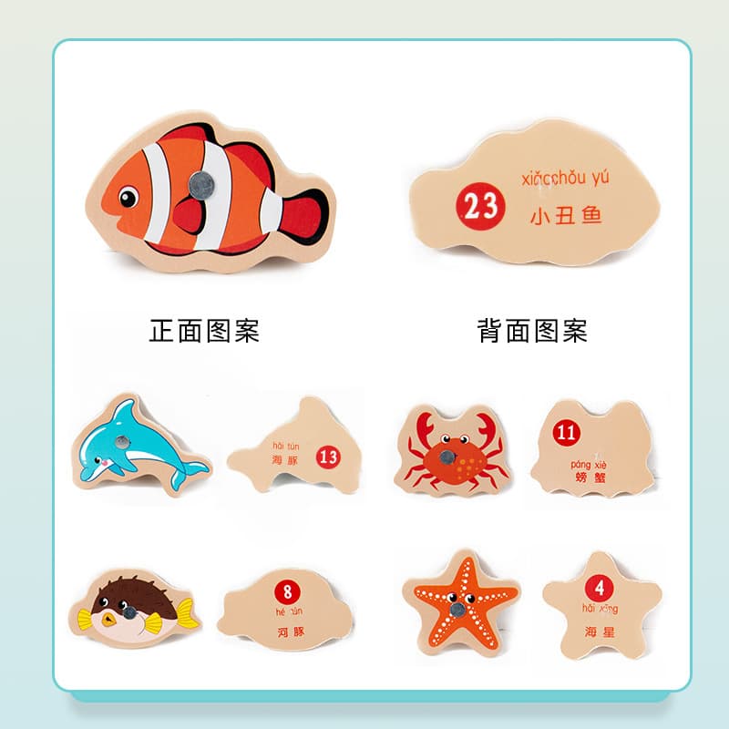 Children's magnetic teaching aids Montessori for fishing, interactive wooden toy for boys, early education, for children and parents, Birthday gift 4