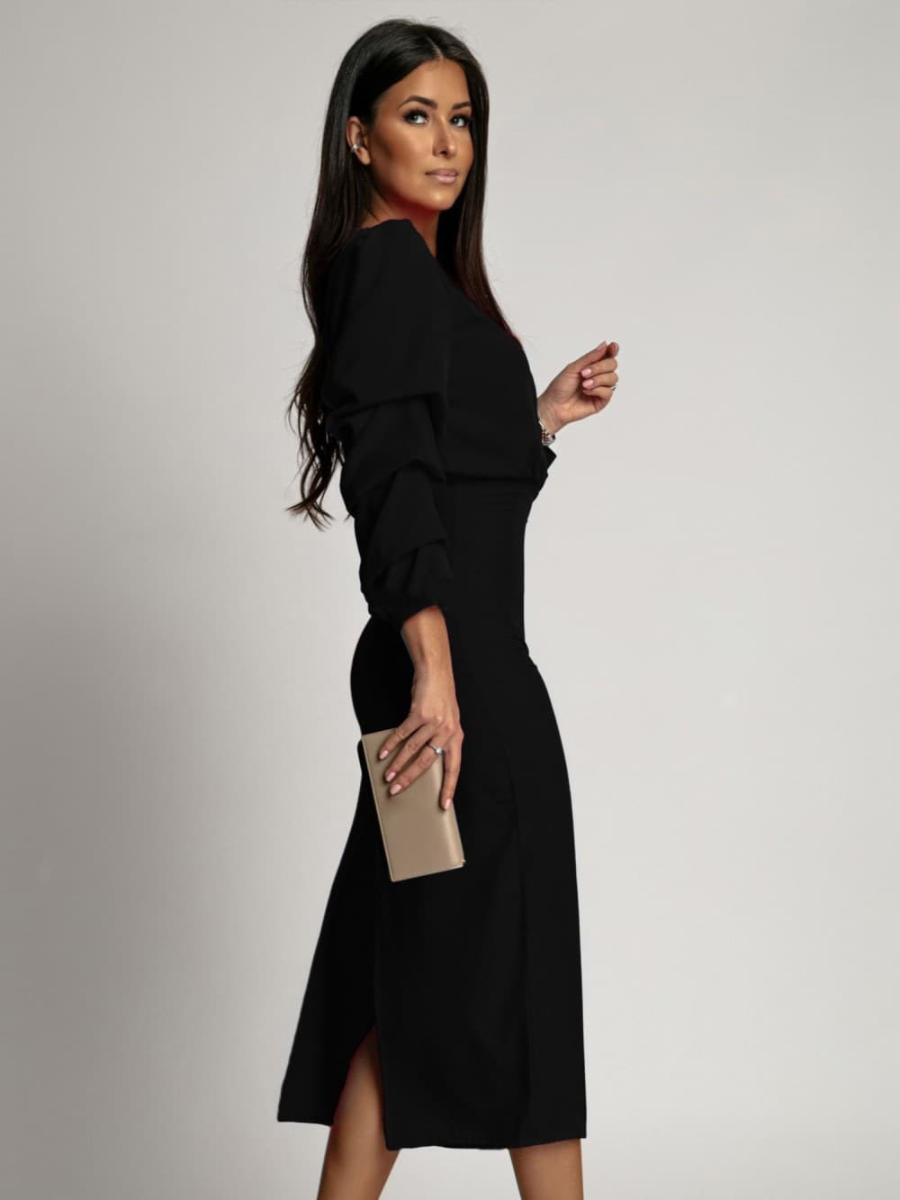 Demi-season elegant long-sleeve, evening dress, Amazon, V-neckline 3