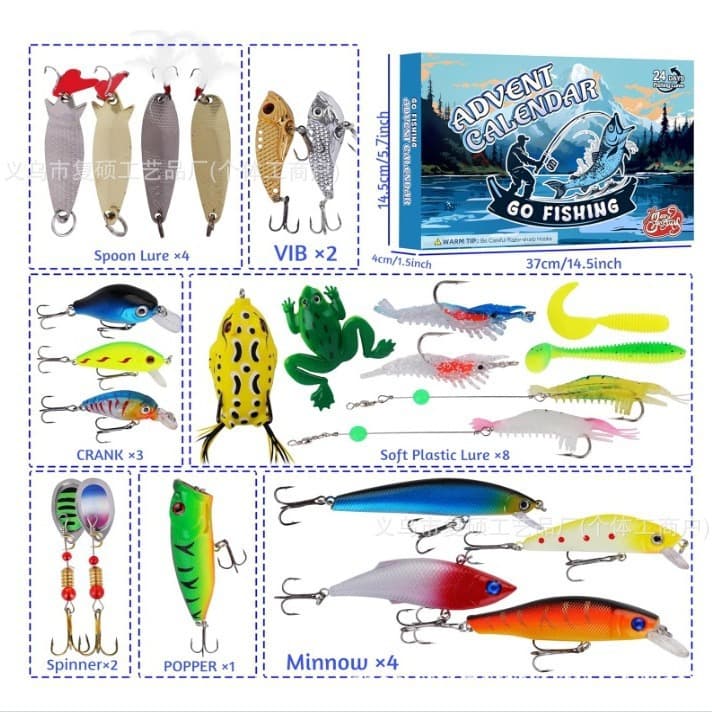 24 Days Christmas Countdown Fish Tackle Set Advent 4