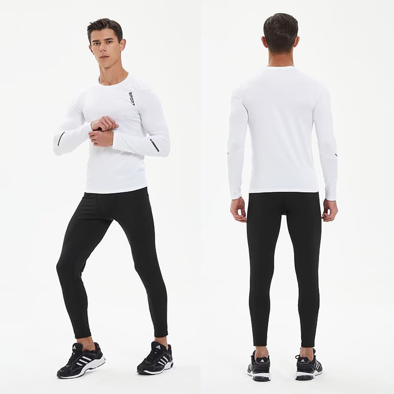 Demi-season children's insulated quick dry long-sleeve with a round collar, overall, sports suit for gym for training, tight, for running 3