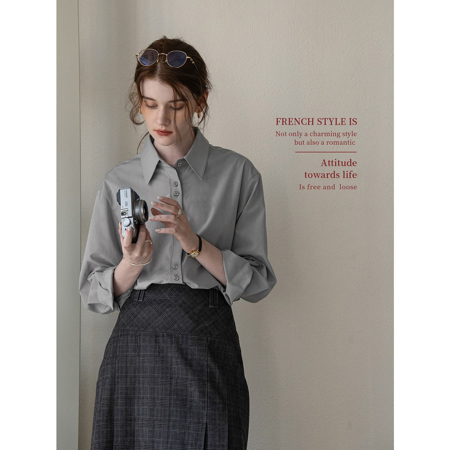 2026 spring new "Frida's Rose" suede forged back embroidered French commuter long-sleeved shirt 3
