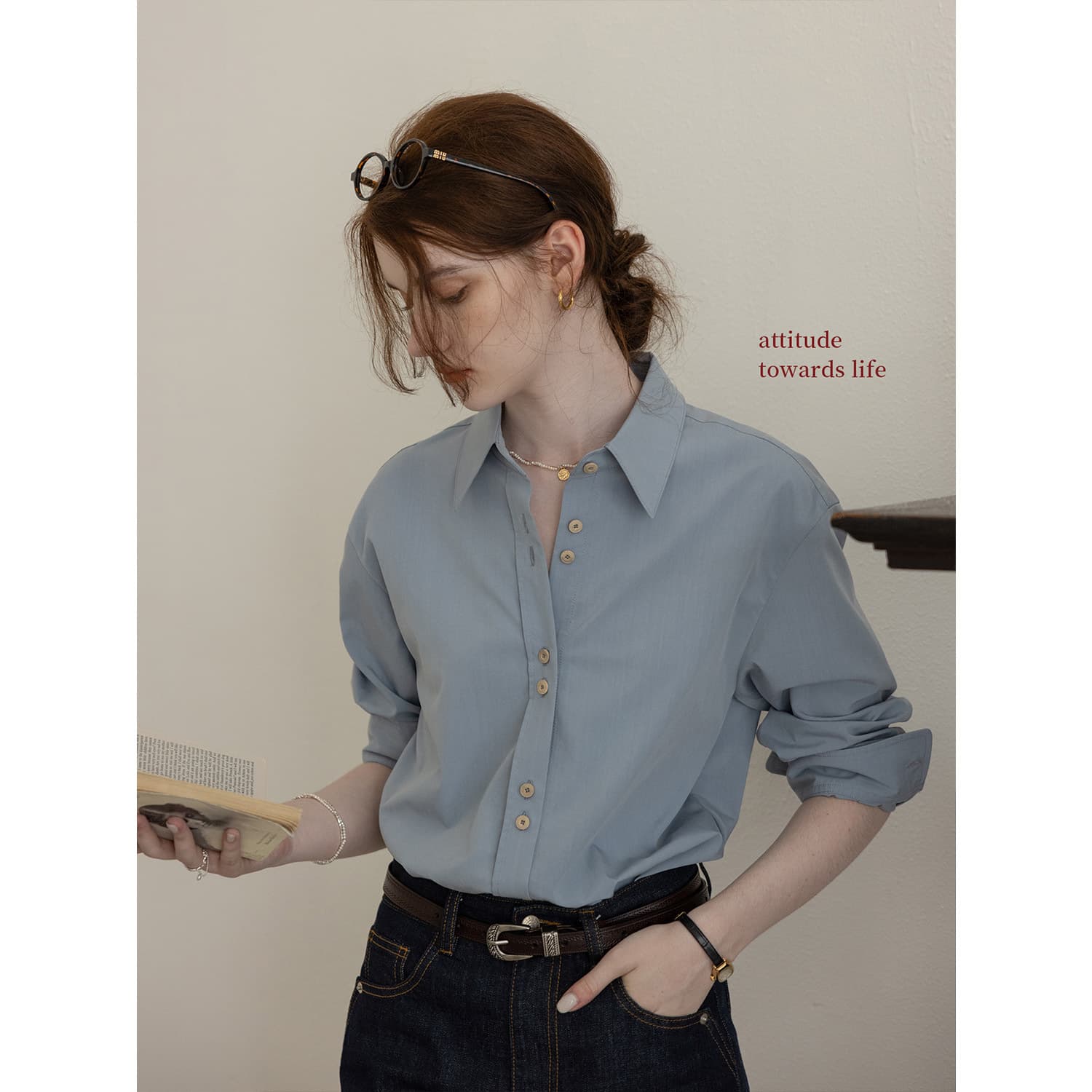 2026 spring new "Frida's Rose" suede forged back embroidered French commuter long-sleeved shirt 5