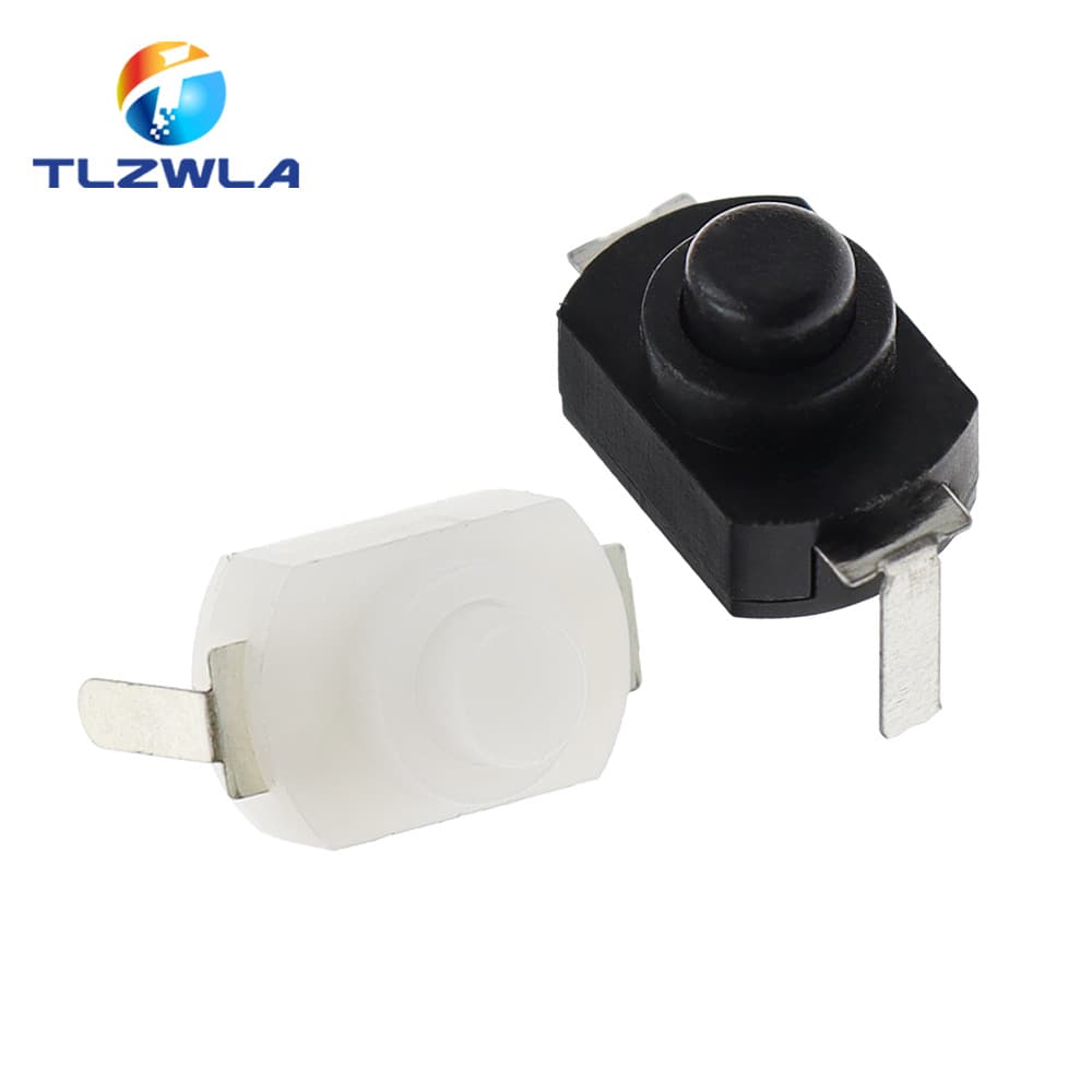 Flashlight switch 1208YD self-locking black bent foot/flat foot Two feet 16340 push button switch white copper foot 4