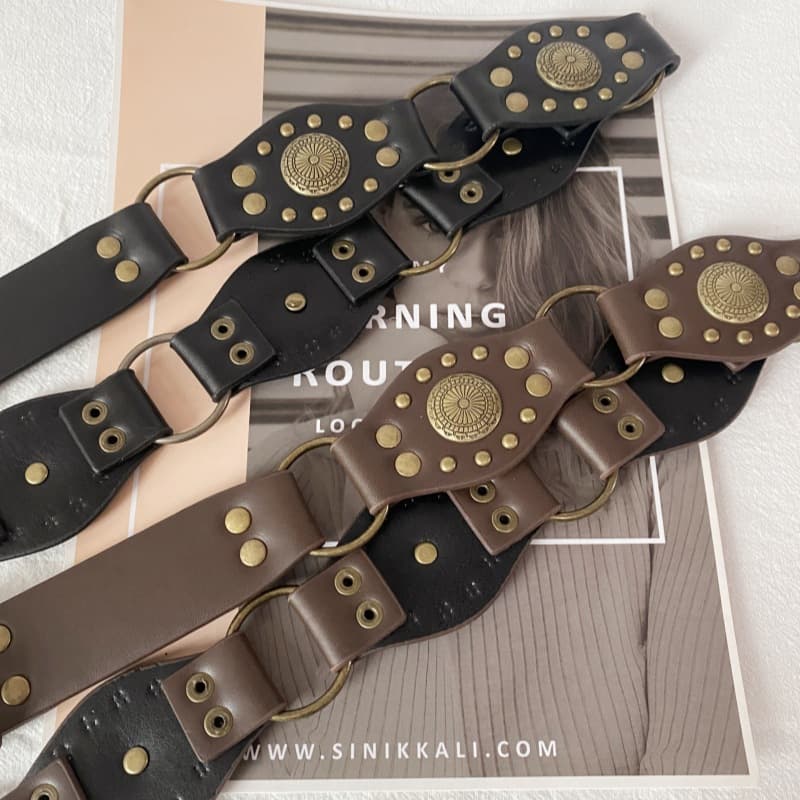 Denim polyurethane retro belt, 2 carat 2