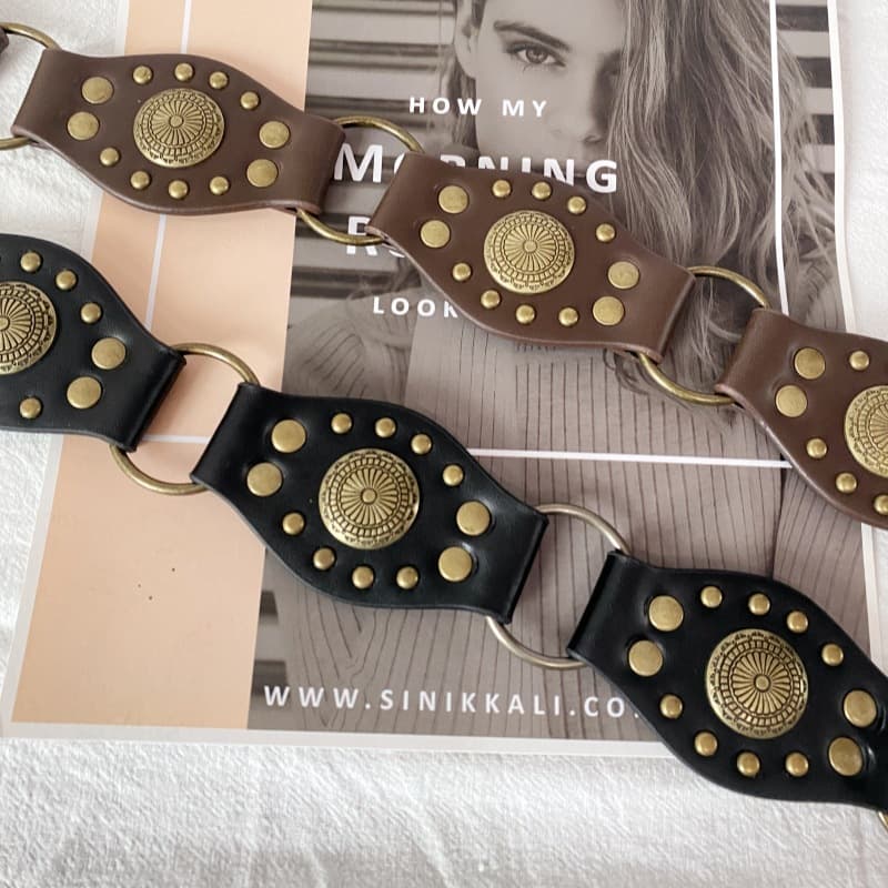 Denim polyurethane retro belt, 2 carat 3