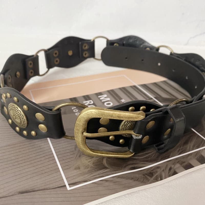 Denim polyurethane retro belt, 2 carat 4