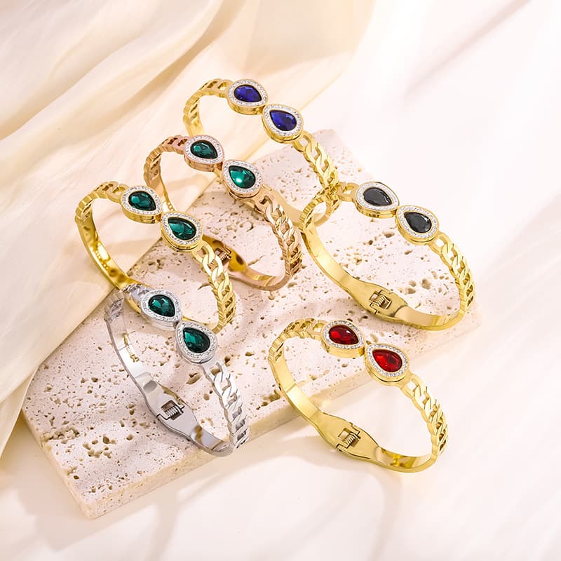 (Cross-border trading), genuine design fashionable bracelet stainless steel with zircon, European style
