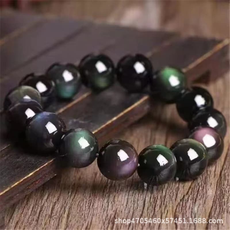 Color Salva Black Bracelet Black Yaoshi Boutique Bracelet Couple Scenic Area Electric Carpet E -commerce Live Natural Rainbow Eye 3