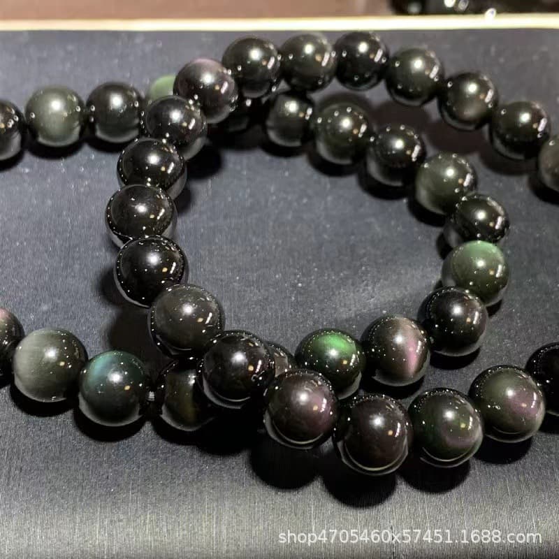 Color Salva Black Bracelet Black Yaoshi Boutique Bracelet Couple Scenic Area Electric Carpet E -commerce Live Natural Rainbow Eye 4