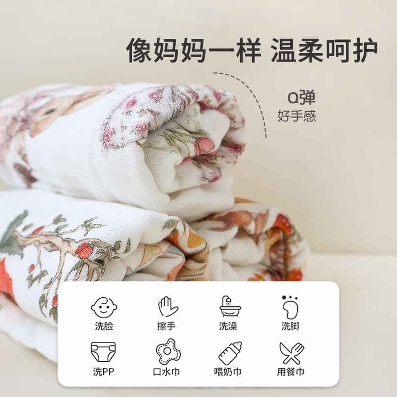 Children's scarf, cartoon cute wet wipes for face washing, eating bib for new born, water absorbent 2