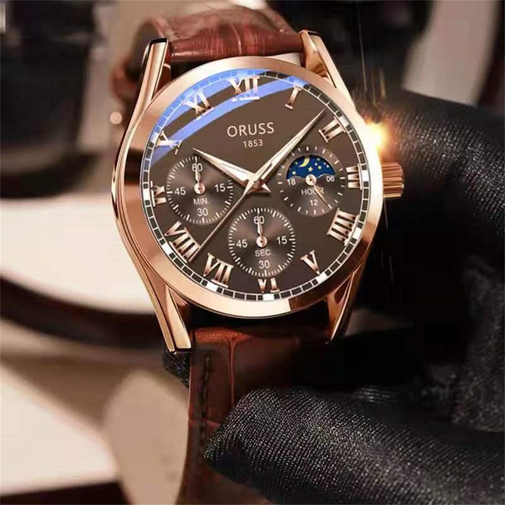 Quartz watches, waterproof men's watch, golden belt, fully automatic, Korean style, pink gold 2